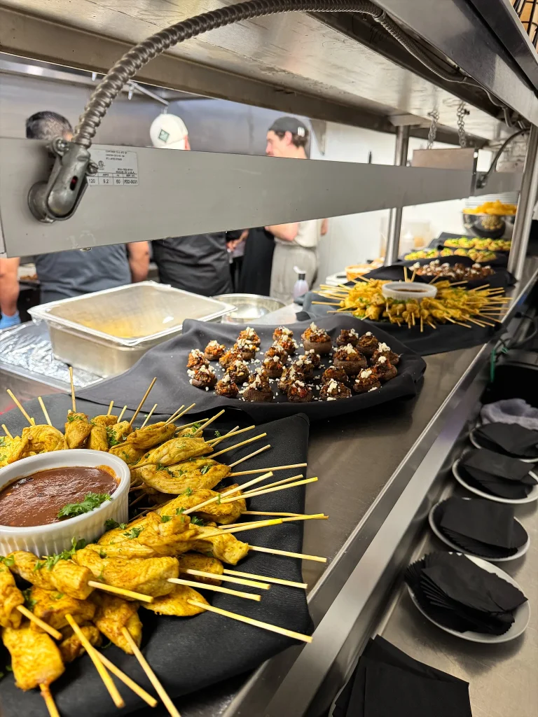 Catering platters being prepared in Nissi’s on-site kitchen